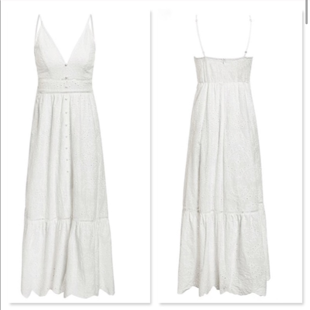 Boho V-neck long white fit and flared cami dress - Picture 6 of 8